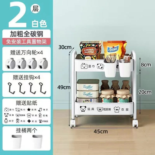 Trolley Storage Rack Floor Multi-layer Storage Rack Bathroom Wheeled