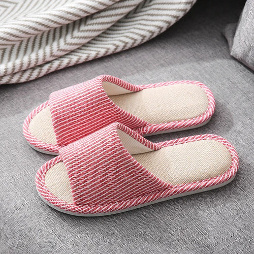 Cotton linen slippers men living at home non slip simple lovers warm
