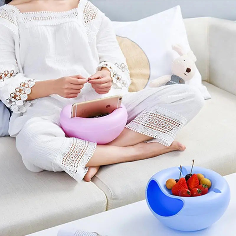 Multi Use Double Layer Snack Bowl Lazy Snack Plate Kitchen Fruit Plate