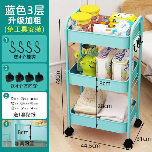 Trolley Storage Rack Floor Multi-layer Storage Rack Bathroom Wheeled