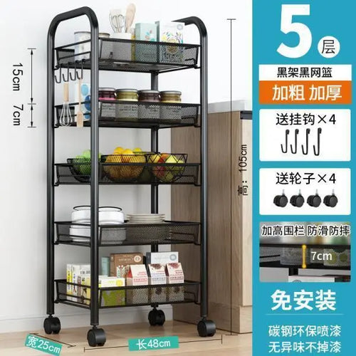 Trolley Storage Rack Floor Multi-layer Storage Rack Bathroom Wheeled