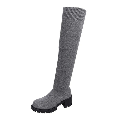 Sexy Slim Over The Knee Stretch Socks Boots Women Autumn Thick High