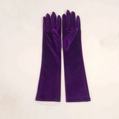 Punk Long Gloves Retro 45cm Velvet Performance Mittens Evening Dress