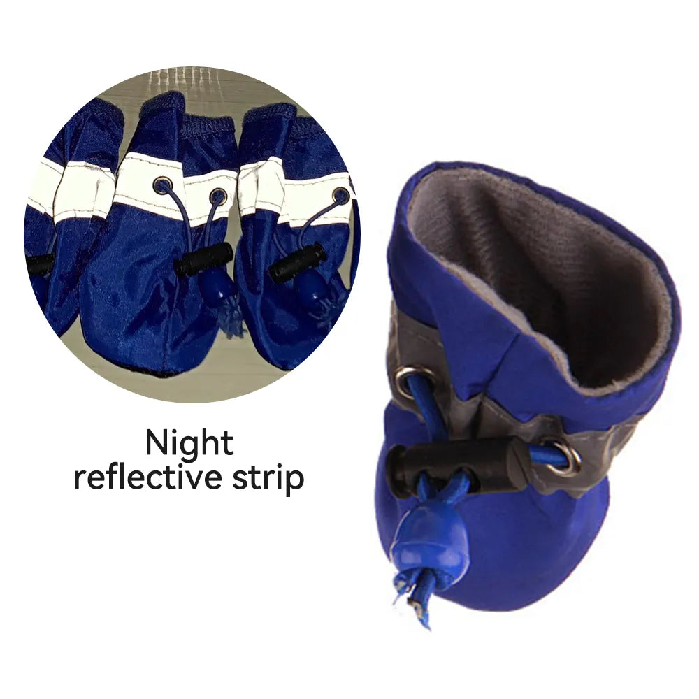 4pcs/set Waterproof Pet Dog Shoes Anti-slip Rain Snow Boot Footwear