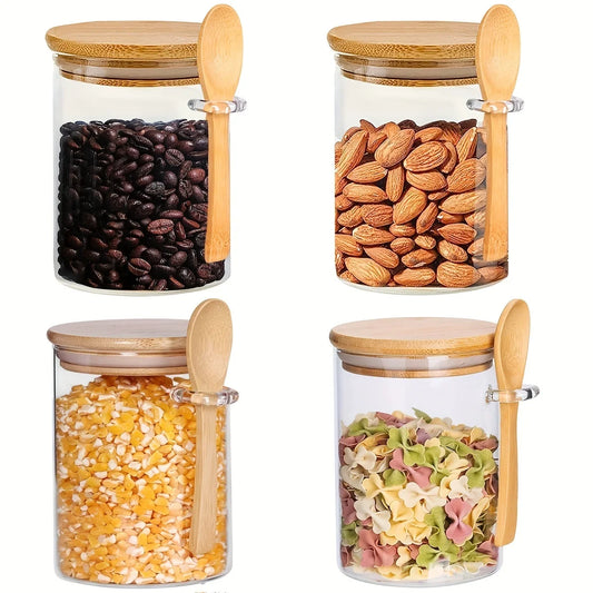 18oz Airtight Glass Jars With Lids And Spoons, Candy Jars With Lids,