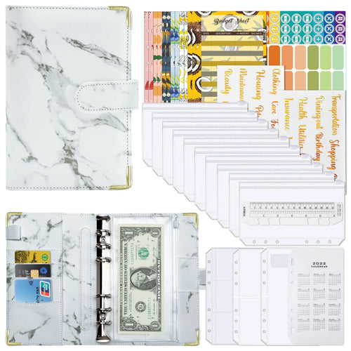 A6 Money Budget Planner Binder With Zipper Envelopes, Cash Envelopes