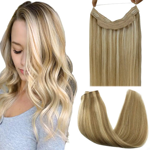 Natural Human Hair Extensions Invisible Wire Hair Extensions Straight