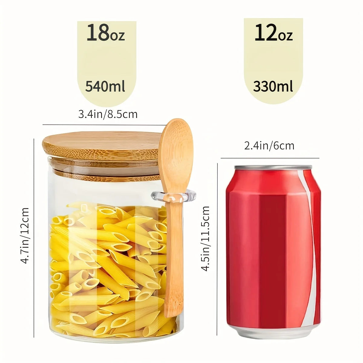 18oz Airtight Glass Jars With Lids And Spoons, Candy Jars With Lids,