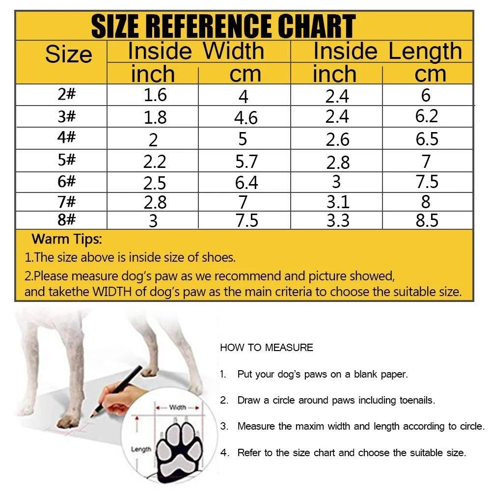 4pcs/set Pet Dog Shoes Reflective Waterproof Dog Boots Warm Snow Rain