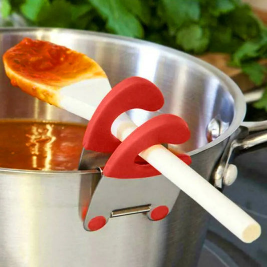1Pcs Stainless Steel Pot Side Clips Anti-scalding Spoon Holder Kitchen