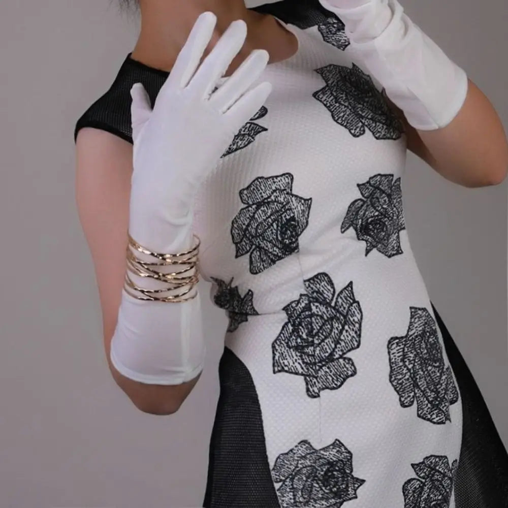 Punk Long Gloves Retro 45cm Velvet Performance Mittens Evening Dress