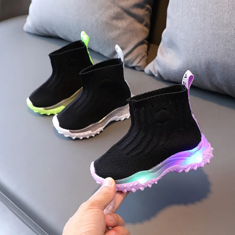 Kids LED Shoes for Boys Girls Fashion New Girls Sock Shoes Flashing