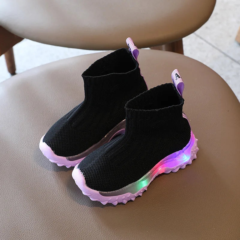 Kids LED Shoes for Boys Girls Fashion New Girls Sock Shoes Flashing
