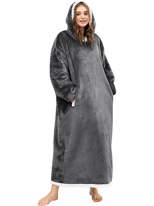Women Hoodie Blanket Winter Warm Fleece Sweathirt Blanket Oversized