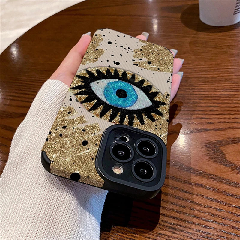 Stylish Blue Eye Soft Silicone Phone Case For iPhone 15 14 13 12 11