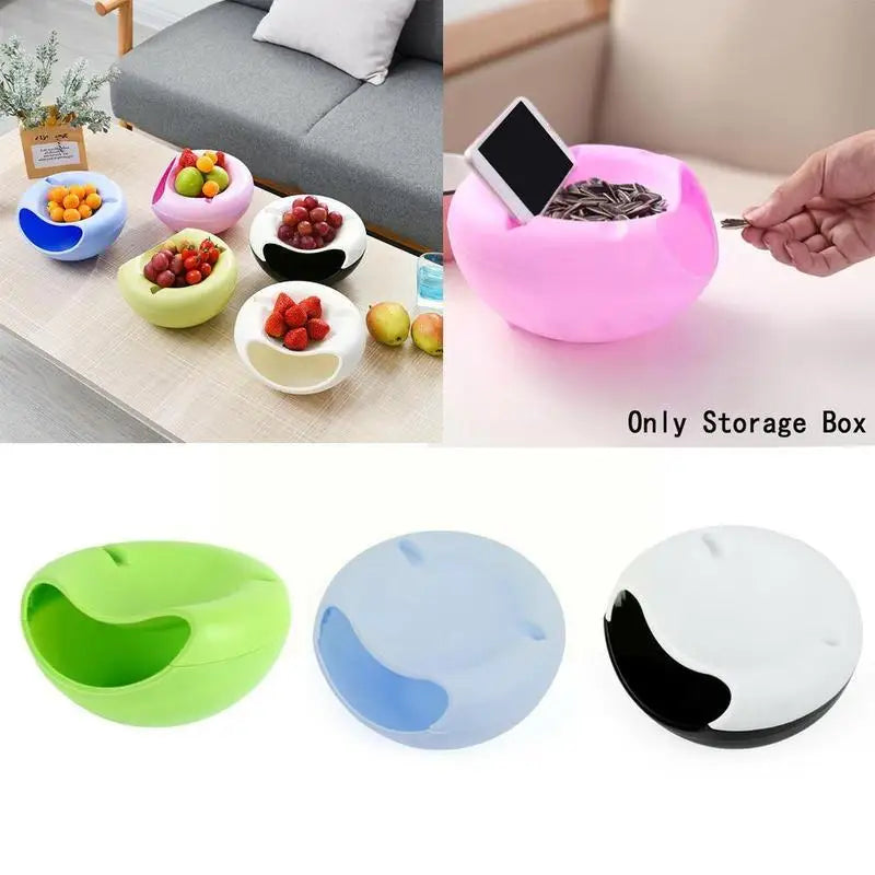 Creative Household Lazy Snack Bowl Plastic Double-Layer Storage Plate