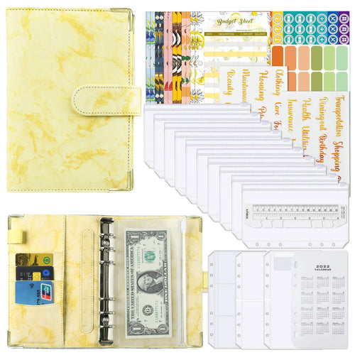 A6 Money Budget Planner Binder With Zipper Envelopes, Cash Envelopes