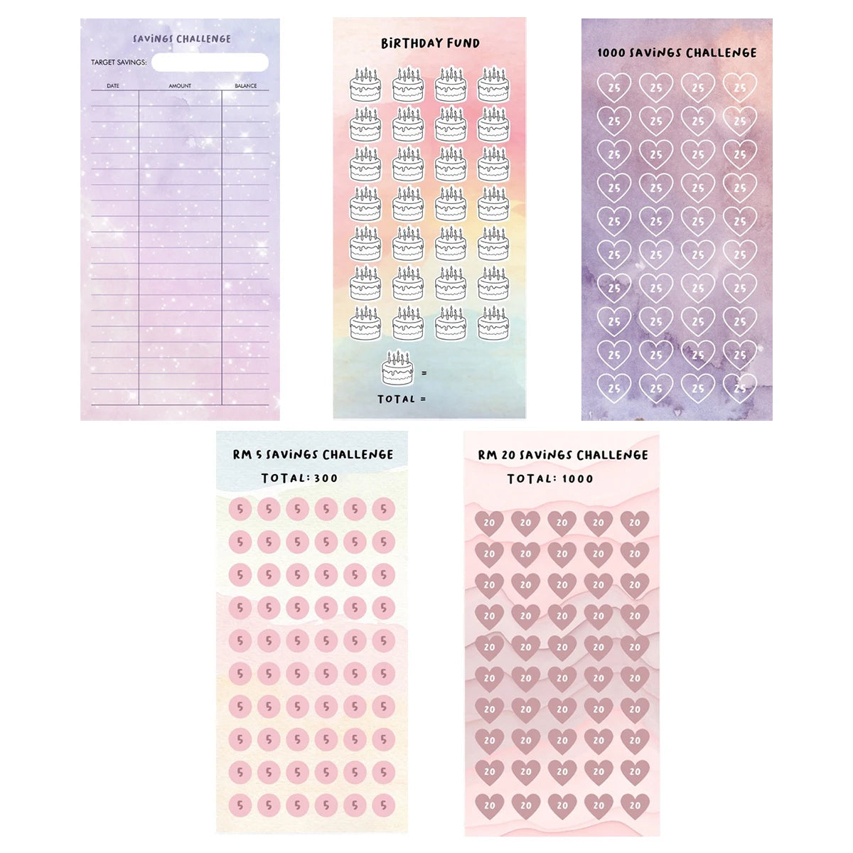 10Pcs 52 Weeks Savings Challenge Planner Cards Cash Binder Simple and