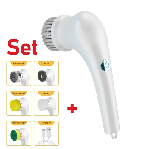 Electric Spin Cleaner Electric Spinning Brush with 6 Replacement Brush