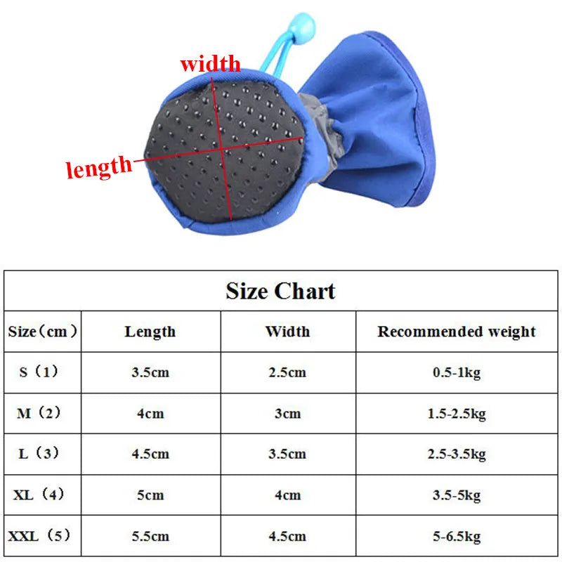 4pcs/set Waterproof Winter Pet Dog Shoes Anti-slip Rain Snow Boots