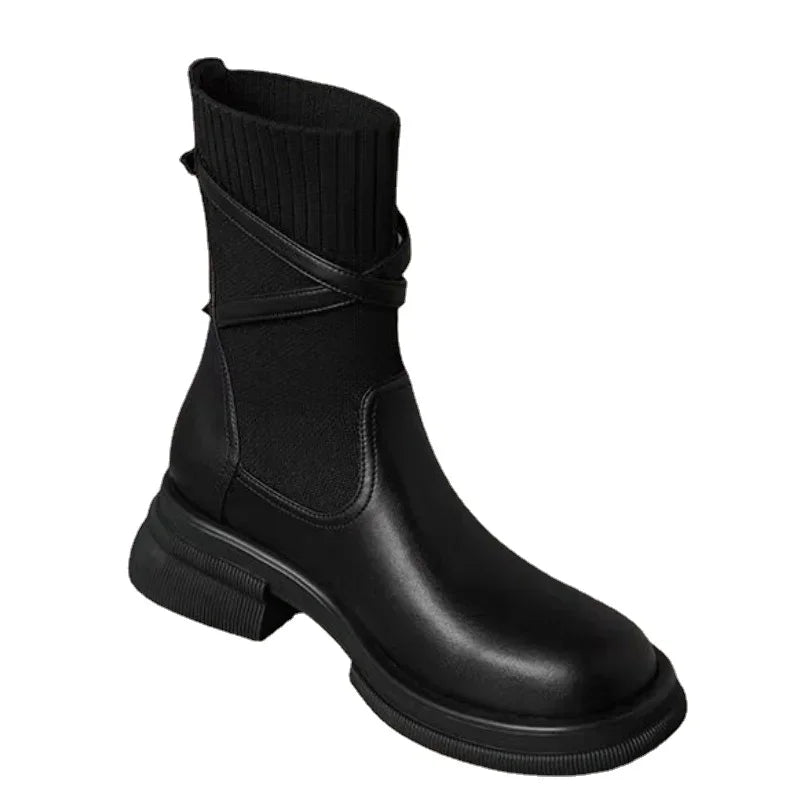 Autumn New Women's Chelsea Boots Vintage Ladies Platform Shoes Chunky