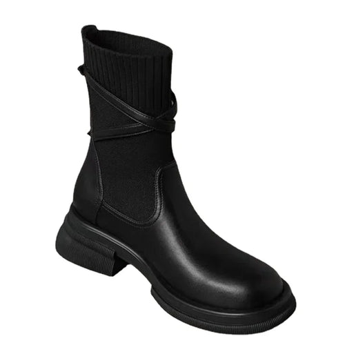 Autumn New Women's Chelsea Boots Vintage Ladies Platform Shoes Chunky