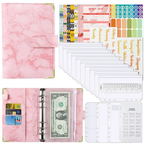A6 Money Budget Planner Binder With Zipper Envelopes, Cash Envelopes