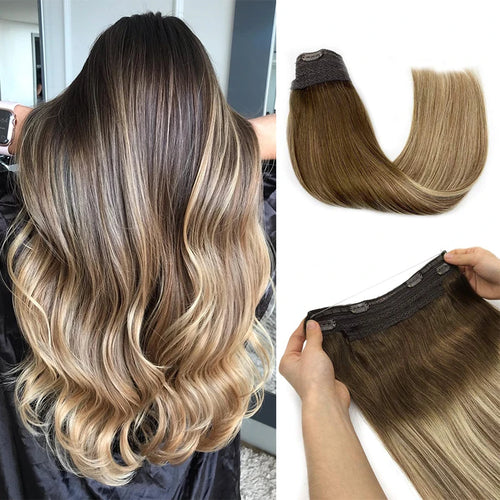 Natural Human Hair Extensions Invisible Wire Hair Extensions Straight