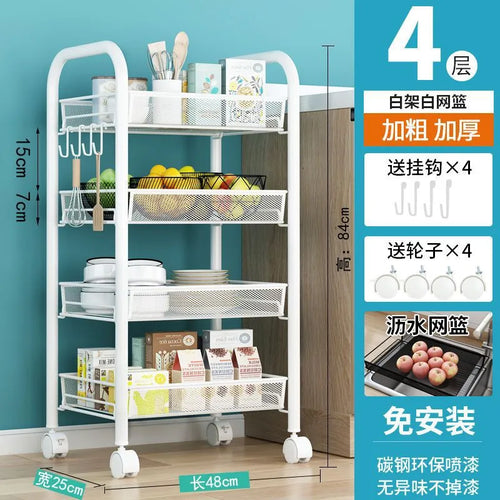 Trolley Storage Rack Floor Multi-layer Storage Rack Bathroom Wheeled