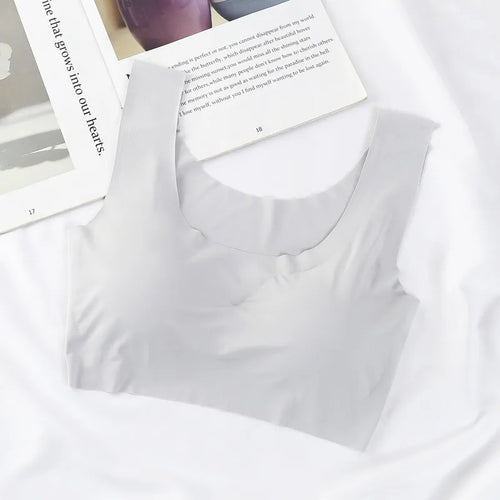 Japanese Seamless No Steel Ring Ice Silk Gathered Large Size Running