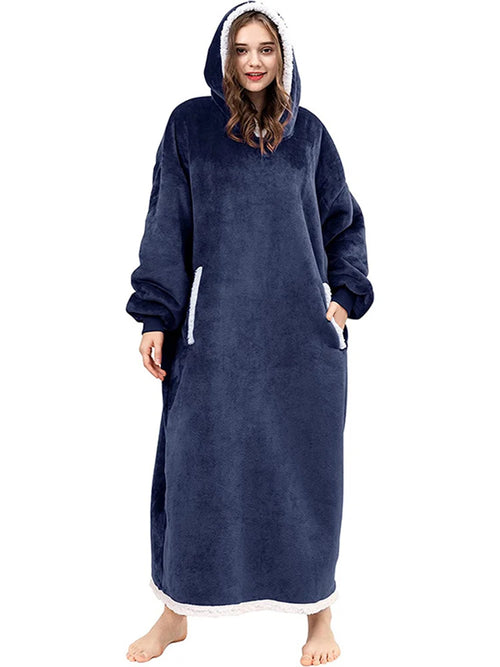 Women Hoodie Blanket Winter Warm Fleece Sweathirt Blanket Oversized