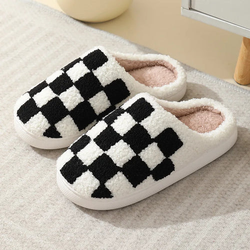 Women Warm Short Plush Slippers Cushion Slides Soft Warm Comfort Flat