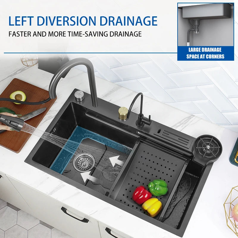 Kitchen Sink Waterfall Sink for Kitchen Stainless Steel Sink Single