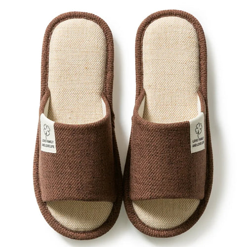 2024 Hot Linen Slippers Women Men Spring Autumn Home Flip Flops Thick