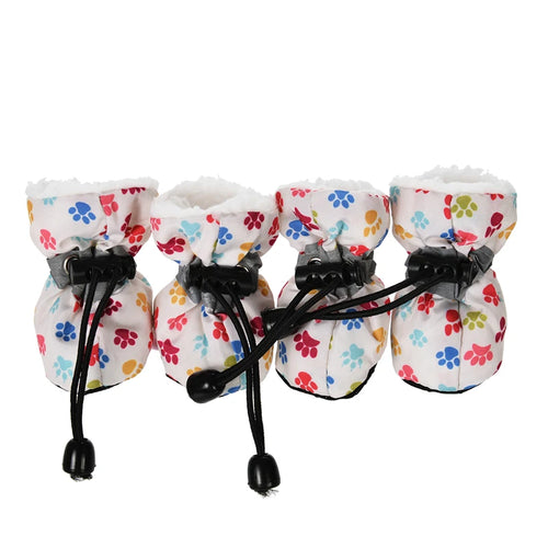 4pcs/set Waterproof Winter Pet Dog Shoes Anti-slip Rain Snow Boots