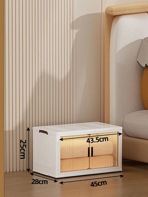 Large Double Door Open Folding Storage Box with Lid Wheels Stackable