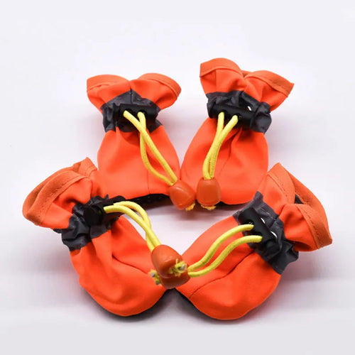4PCS Pet Shoes Waterproof Anti-slip Rain Snow Boots Footwear Thick For