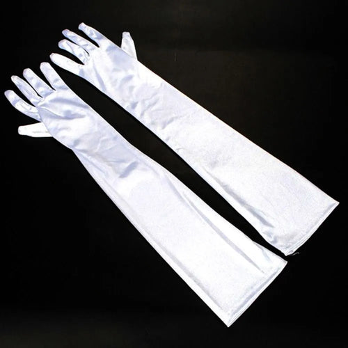 1 Pair Women's Evening Party Formal Gloves Solid Color Satin Long