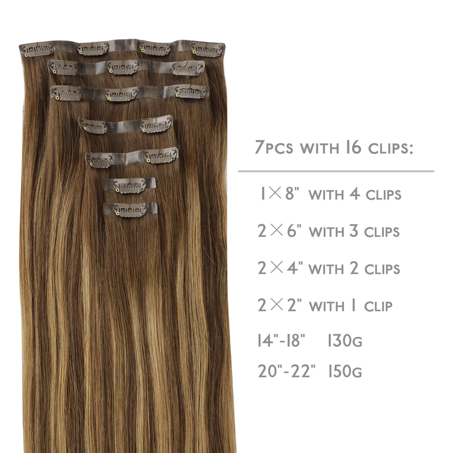 Seamless PU Clip Hair Extensions Human Hair Invisible Balayage Ombre