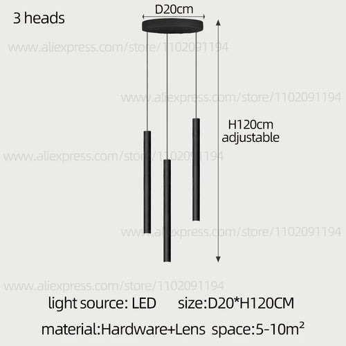 Long LED Pendant Lamp Hanging Modern Living Room Lamp Villa Staircase