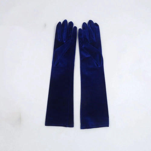 Punk Long Gloves Retro 45cm Velvet Performance Mittens Evening Dress