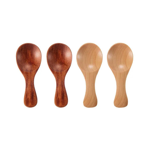 4Pcs Mini Wooden Spoons Small Kitchen Spice Condiment Spoon Sugar Tea