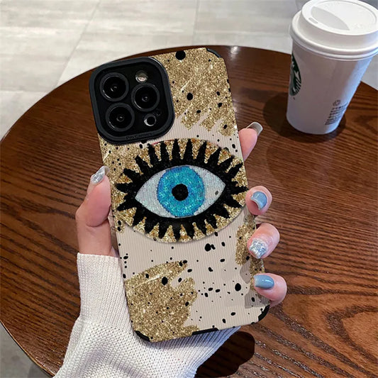 Stylish Blue Eye Soft Silicone Phone Case For iPhone 15 14 13 12 11