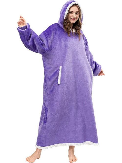 Women Hoodie Blanket Winter Warm Fleece Sweathirt Blanket Oversized