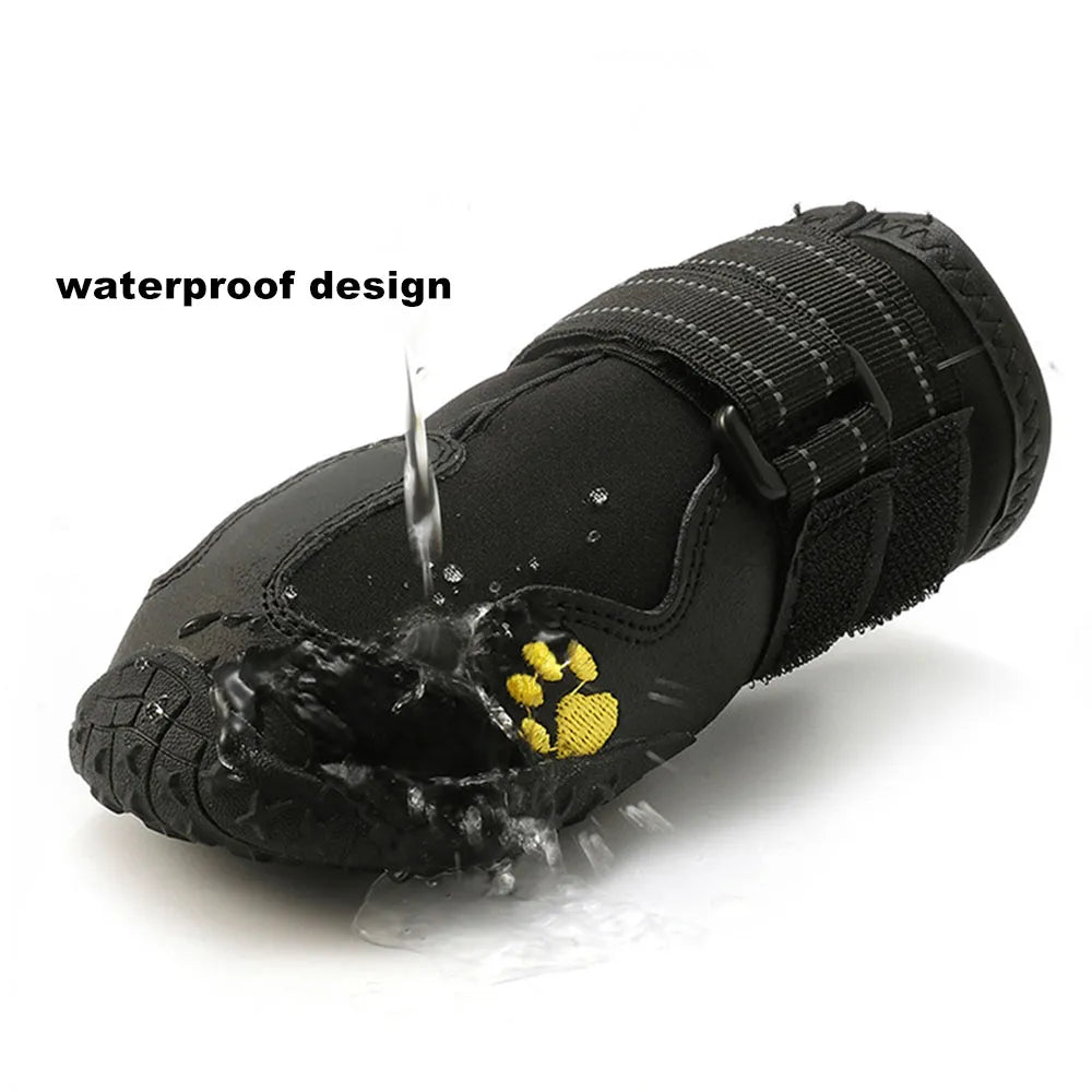 4pcs/set Pet Dog Shoes Reflective Waterproof Dog Boots Warm Snow Rain