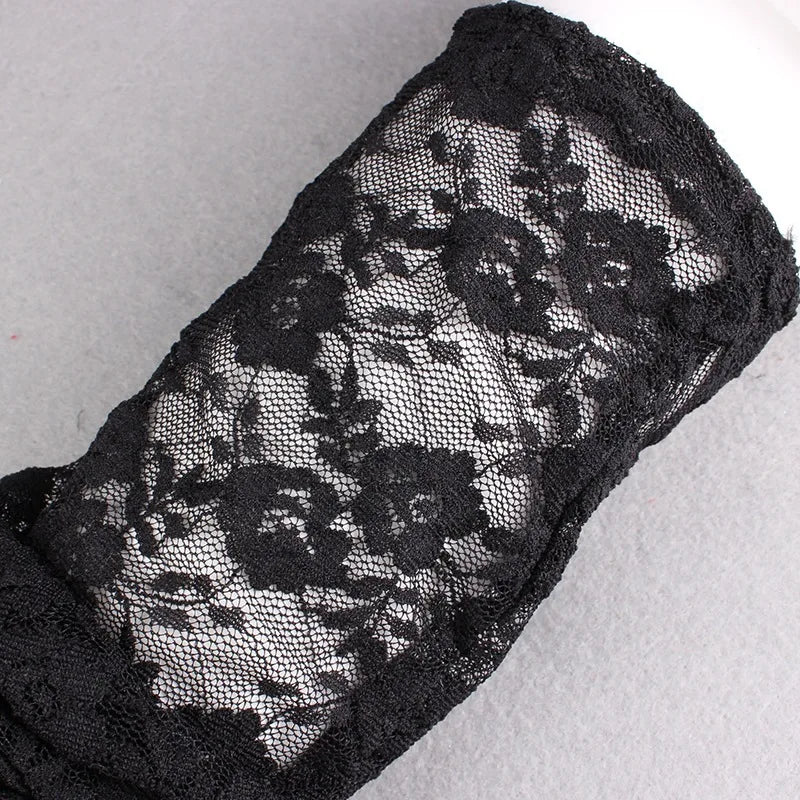 54cm Sexy Transparent Lace Flower Thin Women Long Gloves Opera Stage