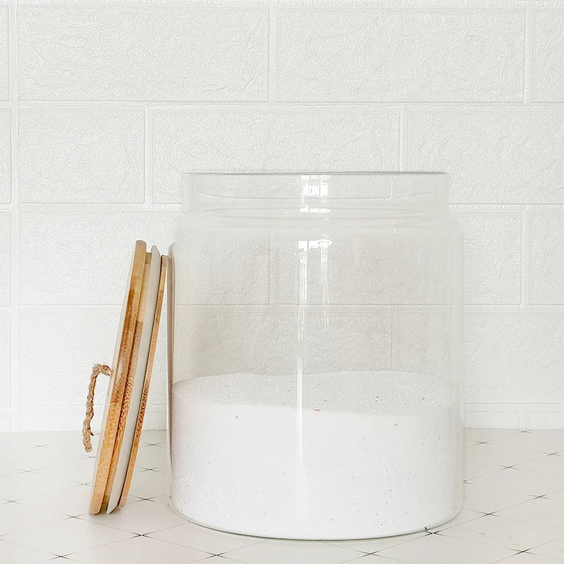 1 Gallon Glass Storage Jars for Laundry and Bathroom Clear Round Flour