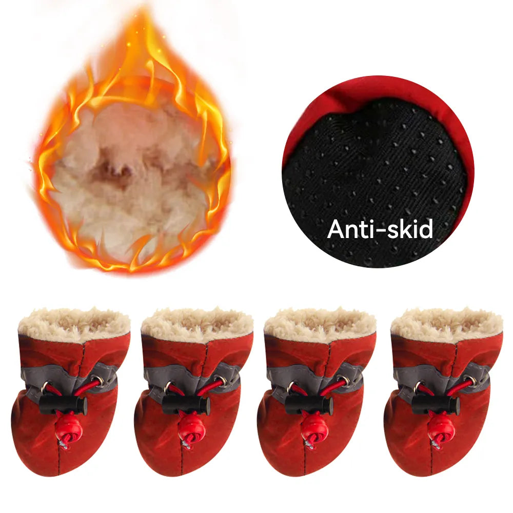 4pcs/set Waterproof Pet Dog Shoes Anti-slip Rain Snow Boot Footwear