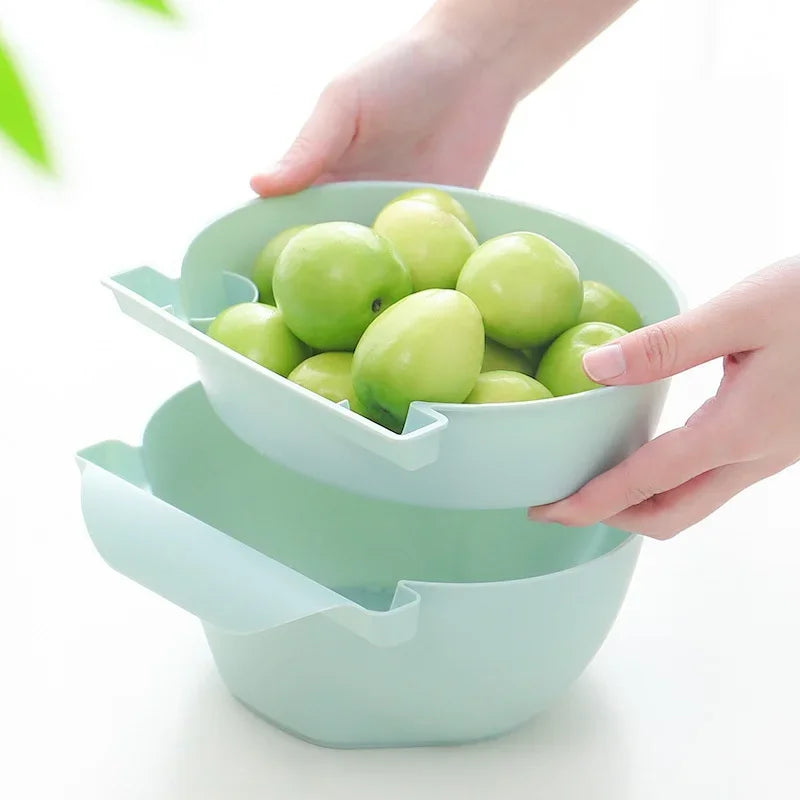 Snack Bowl Plastic Double-Layer Snack Kitchen Storage Box Bowl Fruit