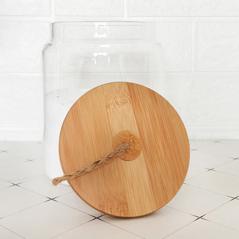 1 Gallon Glass Storage Jars for Laundry and Bathroom Clear Round Flour
